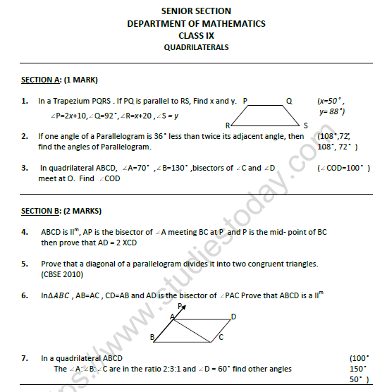 cbse-class-9-mathematics-quadrilaterals-worksheet-set-a